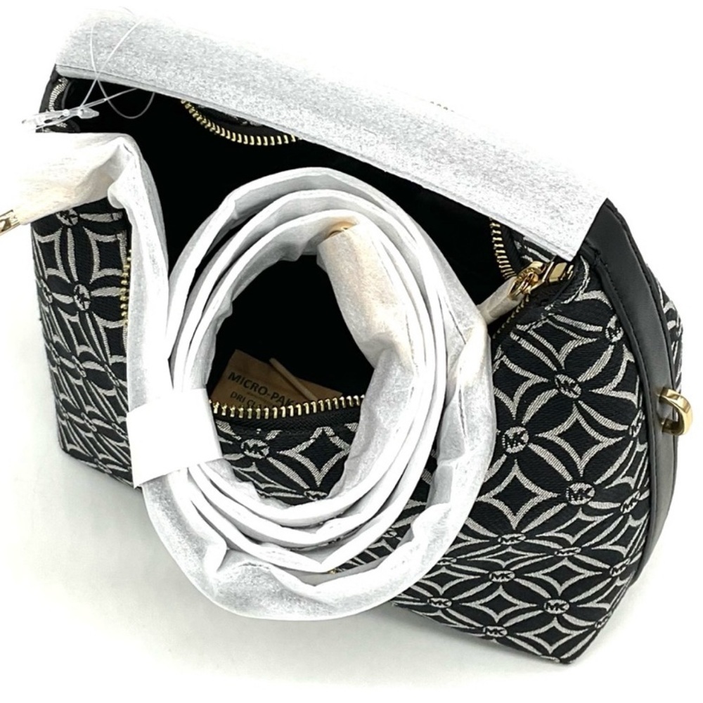 Michael Kors Ember Small Logo Jacquard Messenger Bag Black - Picture 8 of 11